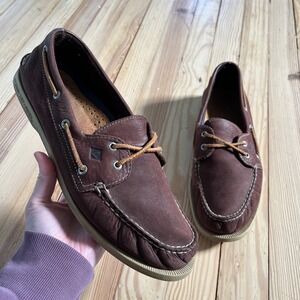 Sperry Top-Sider Mens Authentic Original Brown Leather Boat Shoes loafer Size 12